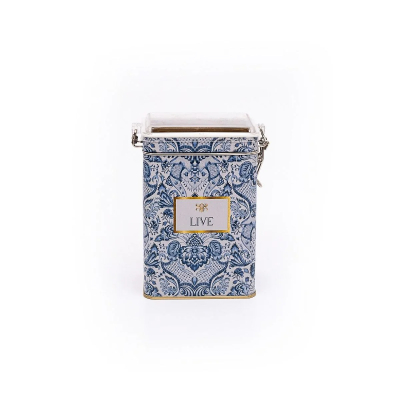 Изображение товара Емкость с крышкой Evle blue & white 1 литр из металла для хранения продуктов