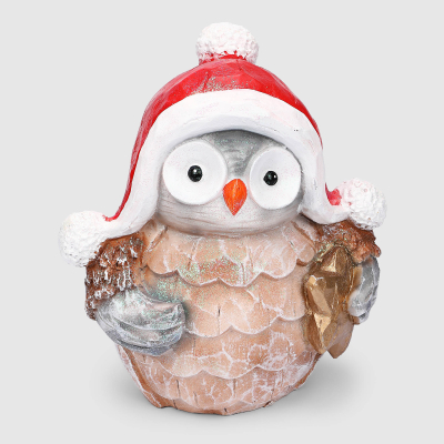 Изображение товара Декоративная новогодняя фигура Полиформ Сова со звездой 29х23х33 см