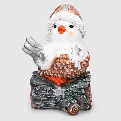 Изображение товара Декоративная новогодняя фигура Птичка на бревне 30х24х43 см Полиформ