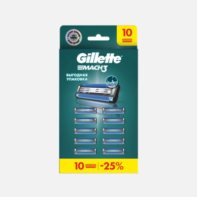 Изображение товара Кассеты для бритья Gillette Mach 3 10 шт