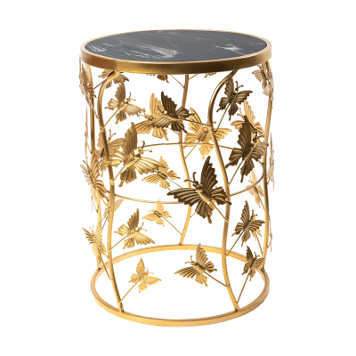 Изображение товара Интерьерный столик Glasar с черным мрамором и металлическим основанием 35х35х47 см