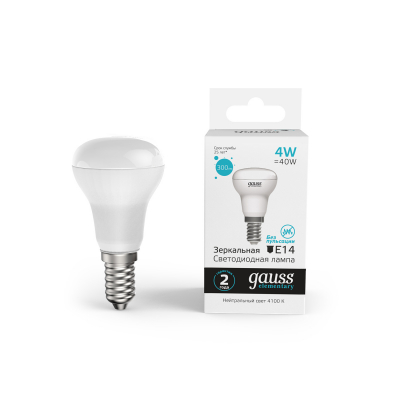 Изображение товара Лампа Gauss Elementary R39 4W LED 300lm 4100K E14 Изображение товара Лампа Gauss Elementary R39 4W LED 300lm 4100K E14