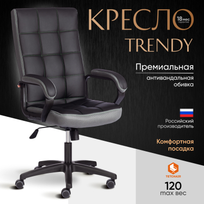 Изображение товара Кресло компьютерное TC искусственная кожа черное с серым Изображение товара Кресло компьютерное TC искусственная кожа черное с серым