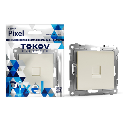 Изображение товара Розетка компьютерная Tokov Electric Pixel бежевый 3.5x7.1 см