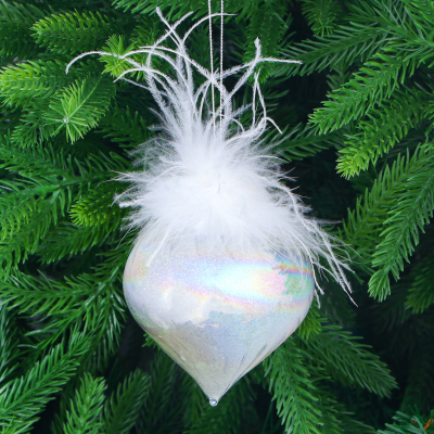 Изображение товара Игрушка ёлочная Yancheng Shiny блестящая с перьями луковица 8 см