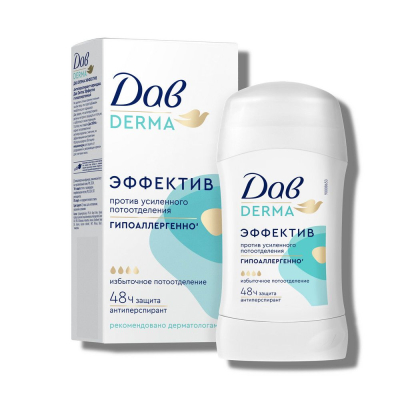 Изображение товара Антиперспирант карандаш Дав гипоаллергенный 40 мл для чувствительной кожи