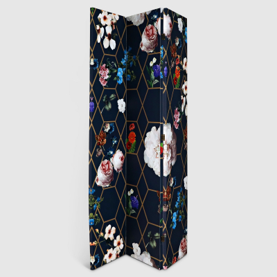 Изображение товара Ширма декоративная Design 120x2.5x180 см цветы синие