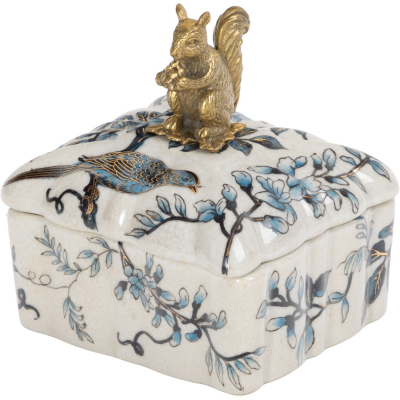 Изображение товара Шкатулка Glasar из фарфора с бронзой и кракелюрами, 10х9х12 см, ручная работа