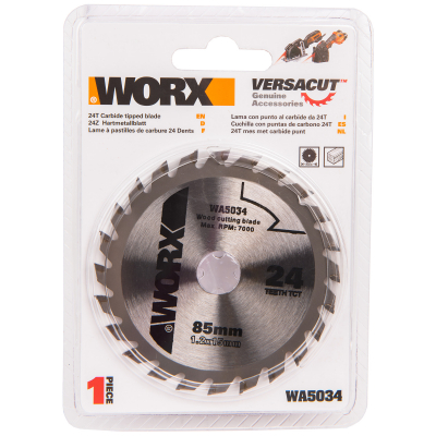 Изображение товара Пильный диск Worx твердосплавный 24Т 85 мм для точных раскроев