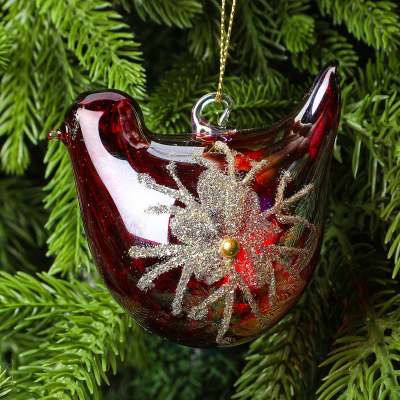 Изображение товара Шар Yancheng Shiny стеклянный новогодний, птица 5x6,5x7 см