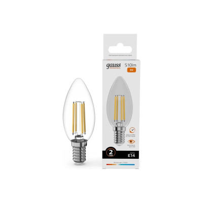 Изображение товара Лампа Gauss Filament Elementary Свеча 8W E14 LED тепло-белый свет Изображение товара Лампа Gauss Filament Elementary Свеча 8W E14 LED тепло-белый свет