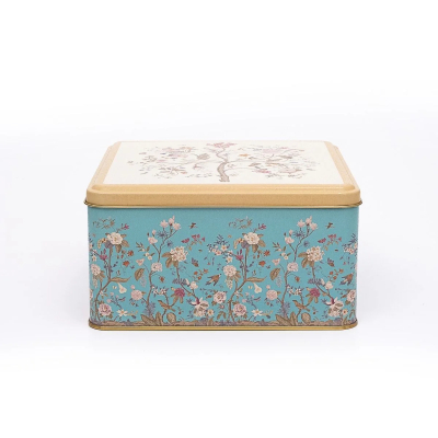 Изображение товара Квадратная металлическая банка Evle floral 3.7 л для хранения продуктов