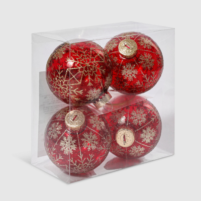 Изображение товара Набор елочных шаров Unique Treasures красный с золотым 4 шт