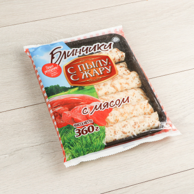Изображение товара Блинчики фаршированные С пылу С жару с мясом 6 шт 360 г