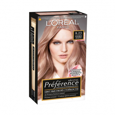 Изображение товара Краска для волос L'Oreal Preference Recital стойкая 8. 23 Розовое Золото Изображение товара Краска для волос L'Oreal Preference Recital стойкая 8. 23 Розовое Золото