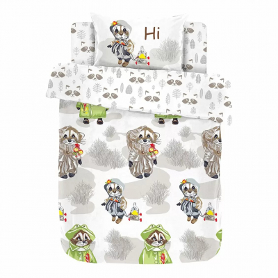 Изображение товара Комплект детского постельного белья Mona Liza Еноты 3 предмета натуральный хлопок