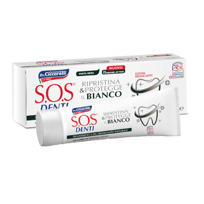 Изображение товара Отбеливающая зубная паста S.O.S. Denti 75 мл для ежедневного ухода и белоснежной улыбки Изображение товара Отбеливающая зубная паста S.O.S. Denti 75 мл для ежедневного ухода и белоснежной улыбки
