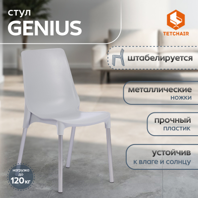 Изображение товара Пластиковый стул Genius с хромированными ножками 46х56х84 см Россия Изображение товара Пластиковый стул Genius с хромированными ножками 46х56х84 см Россия