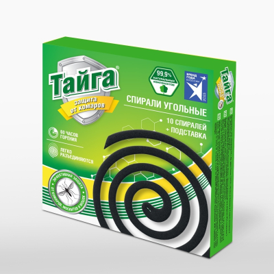 Изображение товара Спираль от комаров Тайга угольная 48 часов защита