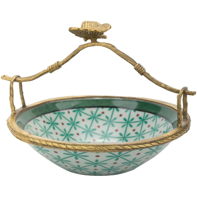 Изображение товара Корзиночка Glasar с бабочкой зеленая 17х15х13 см