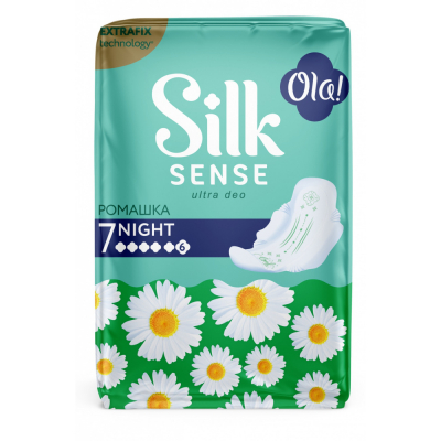 Изображение товара Прокладки Ola Classic Silk Sense Ultra Deo Ромашка Night 7 шт гигиенические ежедневные