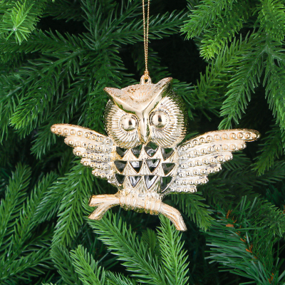 Изображение товара Игрушка ёлочная Christmas Wonderlan королевская сова золотистая 10 см