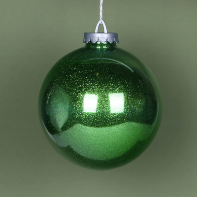 Изображение товара Игрушка ёлочная Bigdecor шар с глиттером зелёный 20 см