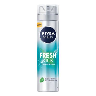 Изображение товара Гель для бритья Nivea Men Fresh kick 200 мл для всех типов кожи мужчины Изображение товара Гель для бритья Nivea Men Fresh kick 200 мл для всех типов кожи мужчины