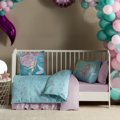 Изображение товара Комплект детского постельного белья Togas Kids Мермани бирюзовый и розовый 3 предмета