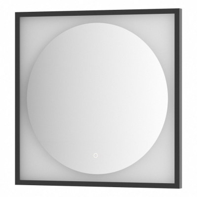 Изображение товара Зеркало Defesto Еclipse 70х70 15W черная рама, с LED-подсветкой, сенсорный выключатель, теплый свет DF 2232S