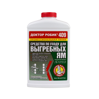 Изображение товара Очиститель Доктор Робик 409 для выгребных ям дезинфекция 0.79л