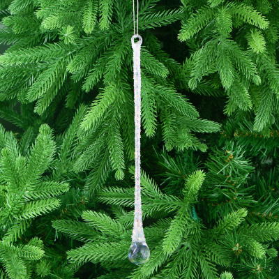 Изображение товара Ёлочная стеклянная игрушка капля 1,8х25 см серебристая прозрачная