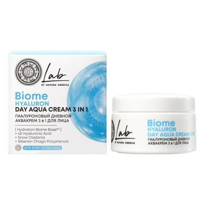 Изображение товара Гиалуроновый дневной аквакрем 3 в 1 для лица Natura Siberica Lab Biome Hyaluron 50 мл