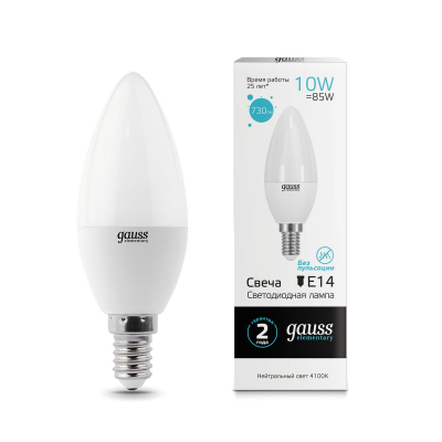 Изображение товара Гаусс LED Elementary Candle 10W E14 4100K светодиодная лампа свеча