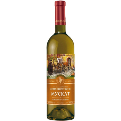 Изображение товара Вино белое полусладкое "Азербайджанское Домашнее" Мускат 0.75л