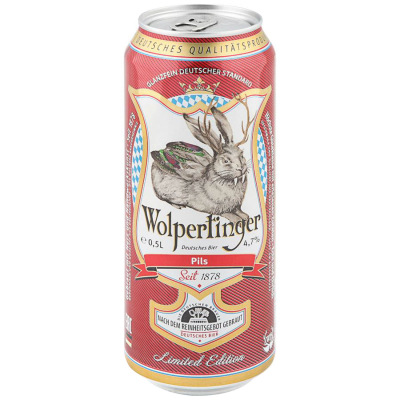 Изображение товара Пиво светлое фильтрованное Wolpertinger Pils 4,7% 0,5 л Изображение товара Пиво светлое фильтрованное Wolpertinger Pils 4,7% 0,5 л