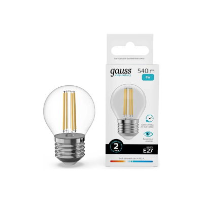 Изображение товара Лампа Gauss Filament Elementary Шар 8W 540lm 4100К Е27 LED