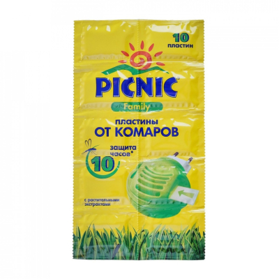 Изображение товара Средство Picnic Family инсектицидное пластины 10 шт Изображение товара Средство Picnic Family инсектицидное пластины 10 шт