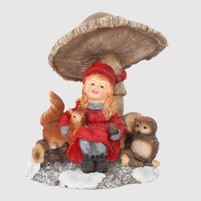 Изображение товара Декоративная фигура детей под грибом Delux Quanzhou новогодний декор 16x16.5x17.5 см