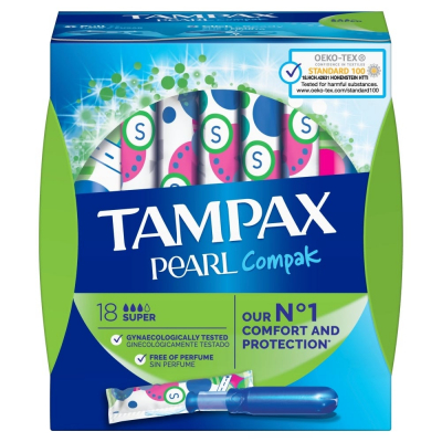 Изображение товара Тампоны Tampax Compak Pearl Super 16 шт. для сильных выделений