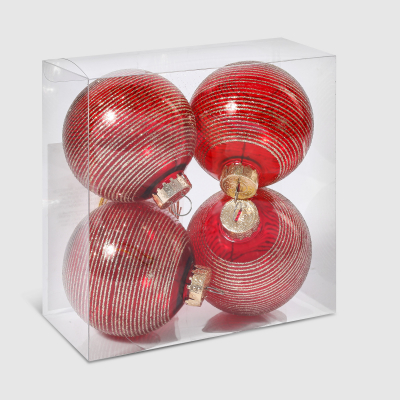 Изображение товара Набор елочных шаров Unique Treasures красный с золотым 4 шт