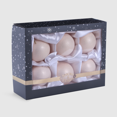 Изображение товара Набор ёлочных игрушек Snow and Stars шампань 8 см 6 шт подарочная упаковка