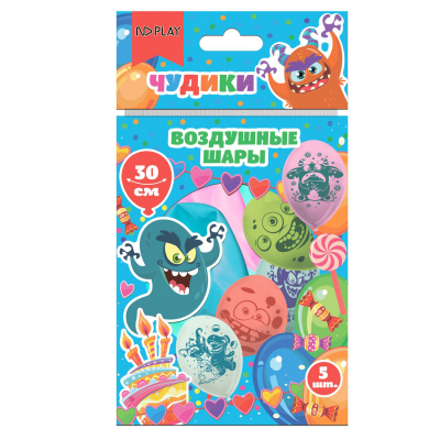 Изображение товара Шарики ND Play Чудики 30 см 5 шт 