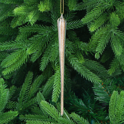 Изображение товара Ёлочная стеклянная игрушка сосулька Yancheng Shiny 2x2x20 см украшение