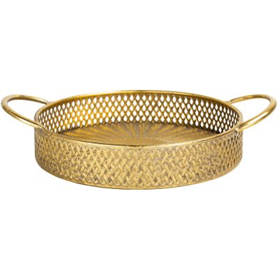 Изображение товара Поднос Glasar Алжир 33х25х8 см металлический с эффектом состаривания и золотистым напылением