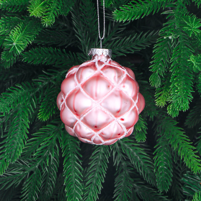 Изображение товара Стеклянный ёлочный шар Yancheng Shiny розовый перламутр 8 см