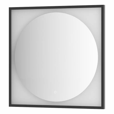 Изображение товара Зеркало Defesto Еclipse 80х80 18W черная рама, с LED-подсветкой, сенсорный выключатель, нейтральный свет DF 2223S