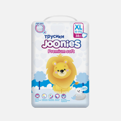 Изображение товара Подгузники-трусики Joonies Premium soft XL, 12-17 кг, 38 шт Изображение товара Подгузники-трусики Joonies Premium soft XL, 12-17 кг, 38 шт