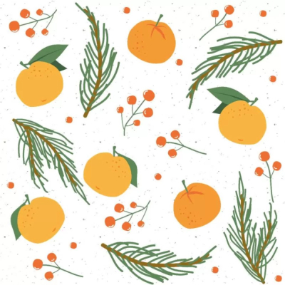 Изображение товара Бумага для подарков Be Smart 70х100 см, Коллекция "Christmas fruits", мандарины
