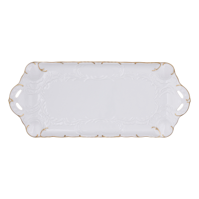 Изображение товара Поднос прямоугольный Leander Офелия 2641 39 см белый золотой Изображение товара Поднос прямоугольный Leander Офелия 2641 39 см белый золотой